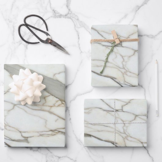 Weißer Marmor und rosa Mädchenname Geschenkpapier Set (Vorderseite)