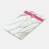 Weißer Marmor und rosa Mädchenname Post-it Klebezettel (angewinkelt)