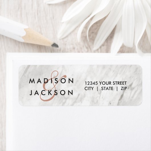 Weißer Marmor und Rose Gold Hochzeitsfeier Rücksen (Insitu)