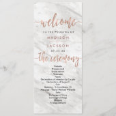 Weißer Marmor und Rose Gold Hochzeitsprogramm Programm (Vorderseite)