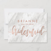 Weißer Marmor und Rose Gold werden Sie meine Bride Einladung (Vorderseite)