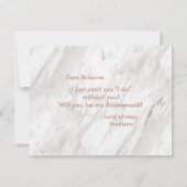 Weißer Marmor und Rose Gold werden Sie meine Bride Einladung (Rückseite)