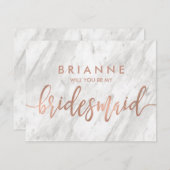 Weißer Marmor und Rose Gold werden Sie meine Bride Einladung (Vorne/Hinten)