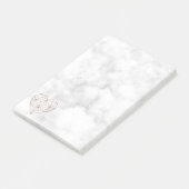 Weißer Marmor und Rose Goldene Foil Geometrisches  Post-it Klebezettel (angewinkelt)