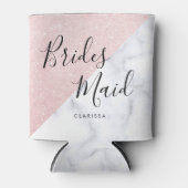 Weißer Marmor und Rose Goldmedaille Glitzer Brides Dosenkühler (Vorderseite)