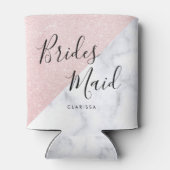 Weißer Marmor und Rose Goldmedaille Glitzer Brides Dosenkühler (Rückseite)