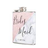 Weißer Marmor und Rose Goldmedaille Glitzer Brides Flachmann (Links)