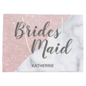 Weißer Marmor und Rose Goldmedaille Glitzer Brides Große Geschenktüte (Rückseite)
