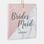 Weißer Marmor und Rose Goldmedaille Glitzer Brides Keramikornament (Rechts)