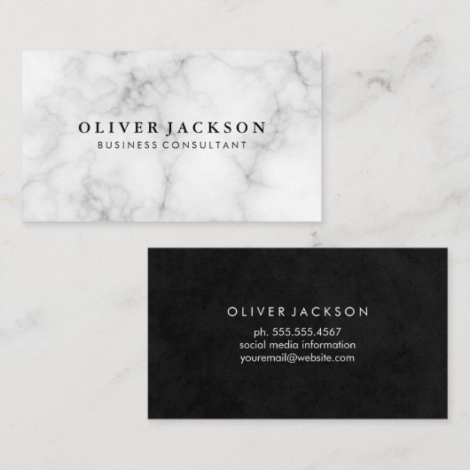 Weißer Marmor Visitenkarte (Vorne/Hinten)