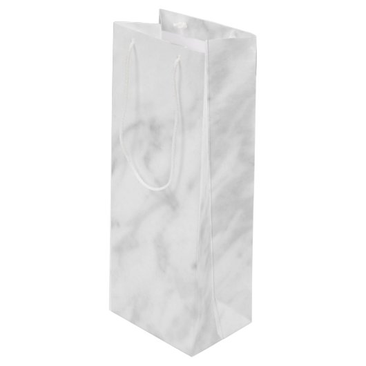 Weißer Marmorblick Geschenktüte Für Weinflaschen (Vorderseite Schrägansicht)