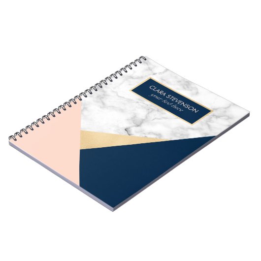 Weißer Marmorgoldgelb in pfirsichblauer Farbe Notizblock (Linke Seite)