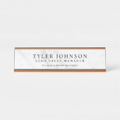 Weißer Marmorhintergrund besonders angefertigt Schreibtischnamensplakette (Vorderseite )