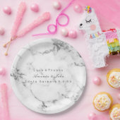 Weißer Marmorstein Carrara Grau Silber Minimaler Pappteller (Party)