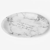 Weißer Marmorstein Carrara Grau Silber Minimaler Pappteller (Schrägansicht)