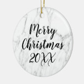 Weißer Marmorstein Foto Weihnachtsbaum Keramik Ornament (Links)