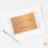 Weißer Marmorstein mit Kupferetikett Rechteckiger Aufkleber (Umschlag)