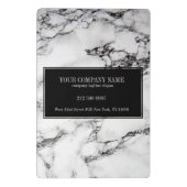 Weißer Marmorstein mit schwarzem Hintergrund Mini Klemmbrett (Rückseite)