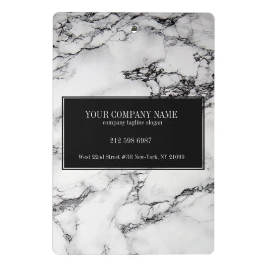 Weißer Marmorstein mit schwarzem Hintergrund Mini Klemmbrett (Rückseite)