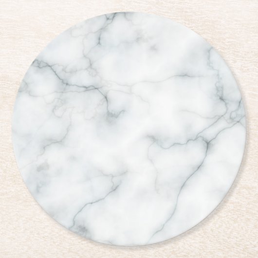 weißer Marmorstein Runder Pappuntersetzer (Vorderseite)
