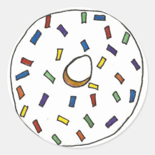 Weißer Mattierter Donut Doughnut Regenbogen Sprink Runder Aufkleber