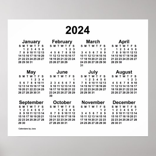 Weißer Mauerkalender 2024 von Janz Poster (Vorne)