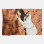 Weißer Meerkat-Stretching, Dickhandtuch Geschirrtuch (Horizontal)