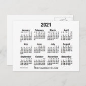 Weißer Mini-Kalender 2021 von Janz Postkarte (Vorne/Hinten)