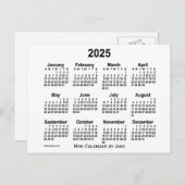Weißer Mini-Kalender 2025 von Janz Postkarte (Vorne/Hinten)