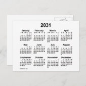 Weißer Mini-Kalender 2031 von Janz Postkarte (Vorne/Hinten)
