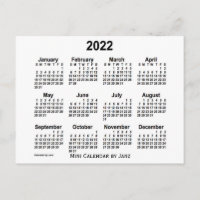 Weißer Minikalender 2022 durch Janz