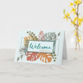 Weißer Minimaler Boho Willkommen Wünschen Karte (Gelbe Blume)