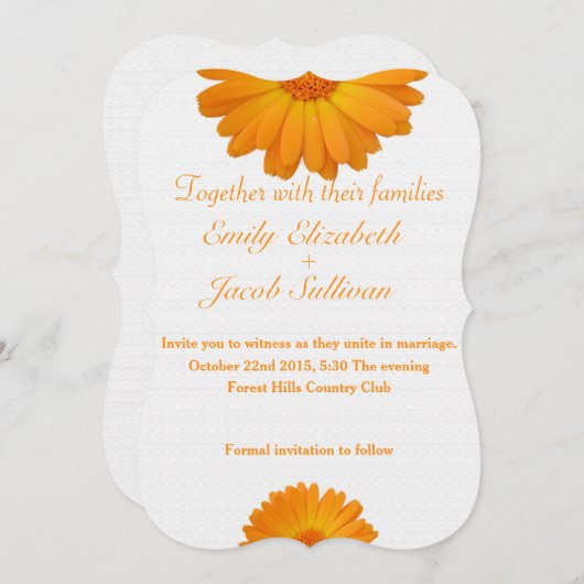 Weißer Minimalwert mit gelbem Daisy Inspiriert Hoc Save The Date (Vorne/Hinten)