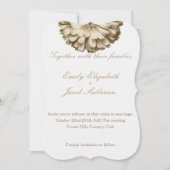 Weißer Minimalwert mit Goldblume Inspiriert Hochze Save The Date (Vorderseite)