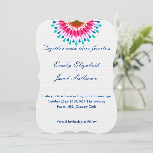 Weißer Minimalwert mit Pink Lotus Inspiriert Hochz Save The Date (Stehend Vorderseite)