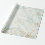 Weißer Minzgrün-goldener Marmor Geschenkpapier<br><div class="desc">Glam- und schick-zartes Verpackungspapier nach den tatsächlichen Trends im Design</div>