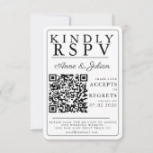 Weißer moderner Foto-RSVP-Einsatz QR-Code RSVP Karte (Vorderseite)