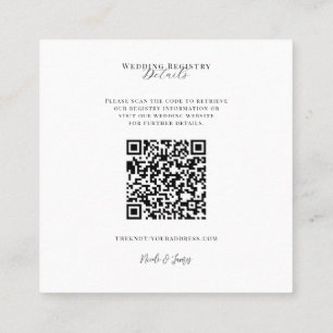 Weißer moderner minimaler Hochzeitsregister-QR-Cod Quadratische Visitenkarte