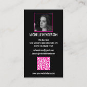 Weißer moderner Text 2 Foto QR-Code Tätowierer Visitenkarte (Rückseite)