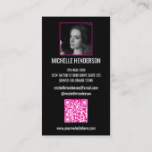 Weißer moderner Text 2 Foto QR-Code Tätowierer Visitenkarte (Rückseite)