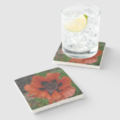 Weißer Mohngetränk Steinuntersetzer (Seitenansicht)