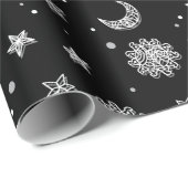 Weißer Mond u. Sterne Geschenkpapier (Rolleneckpunkt)