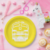 Weißer Motor Profil auf gelbem Hintergrund Pappteller (Party)