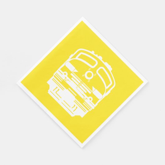 Weißer Motor Profil auf gelbem Hintergrund Serviette (Ecke)