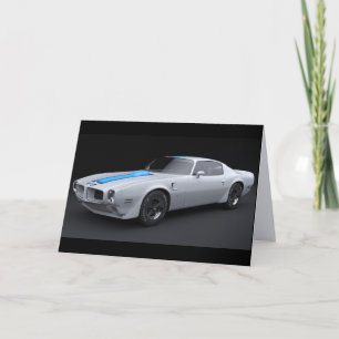 WEISSER MUSKELAUTO VINTAGER GREETTAGKARTE DANKESKARTE