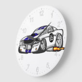 Weißer Muskenkraftwagen - Cartoon wählen Sie die H Große Wanduhr (Winkel)