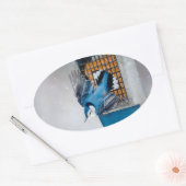 Weißer Nacktfisch im Schnee - Original Foto Ovaler Aufkleber (Umschlag)