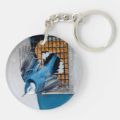 Weißer Nacktfisch im Schnee - Original Foto Schlüsselanhänger (Rückseite)