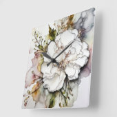 Weißer Narben Alkoholtinte Abstrakt Quadratische Wanduhr (Winkel)