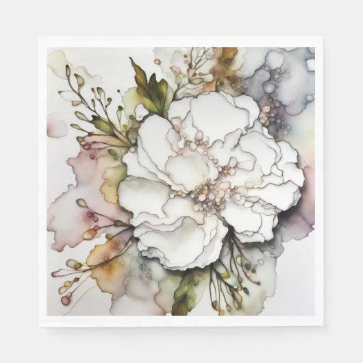 Weißer Narben Alkoholtinte Abstrakt Serviette (Vorderseite)